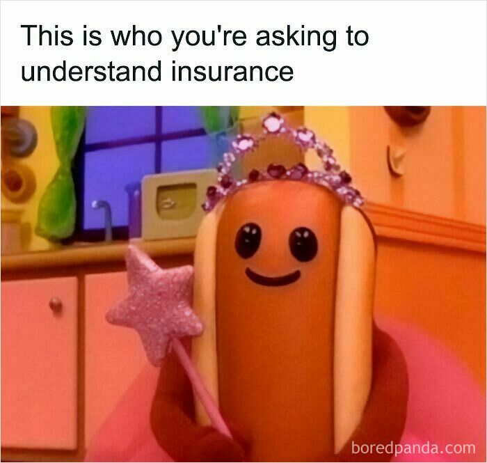 Funny posts about being a woman: a hot dog wearing a crown and holding a star wand.