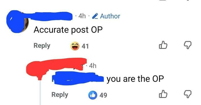 A screenshot showing a person being busted for lying about being the OP of a post.