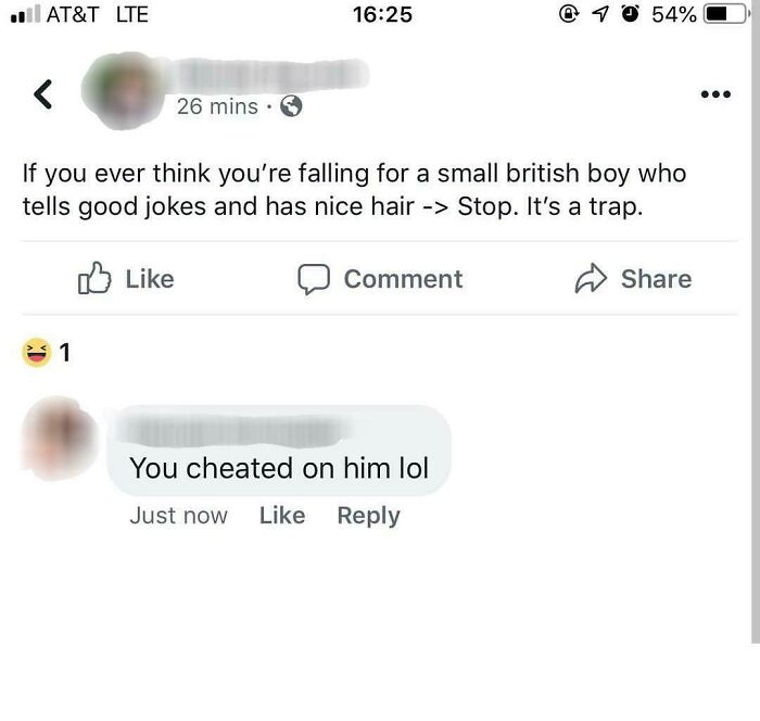 A Facebook comment section where someone gets busted for lying about their relationship in an embarrassing screenshot.