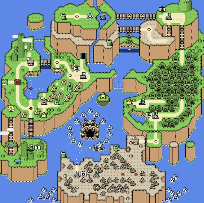 The Full Super Mario World Map 1990/1991