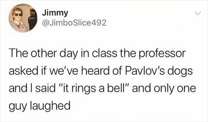 A tweet about a dumb pun related to Pavlov's dogs, which rings a bell.