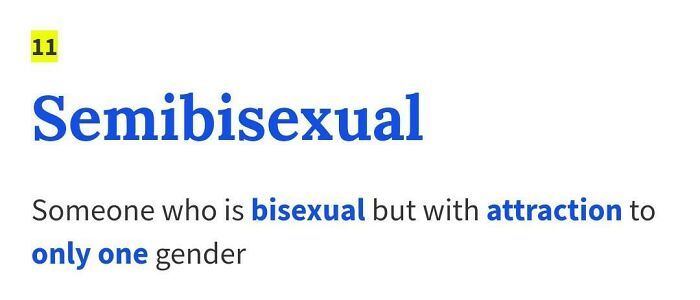 Definition of semibisexual as someone bisexual with attraction to only one gender, a display of stupidity.