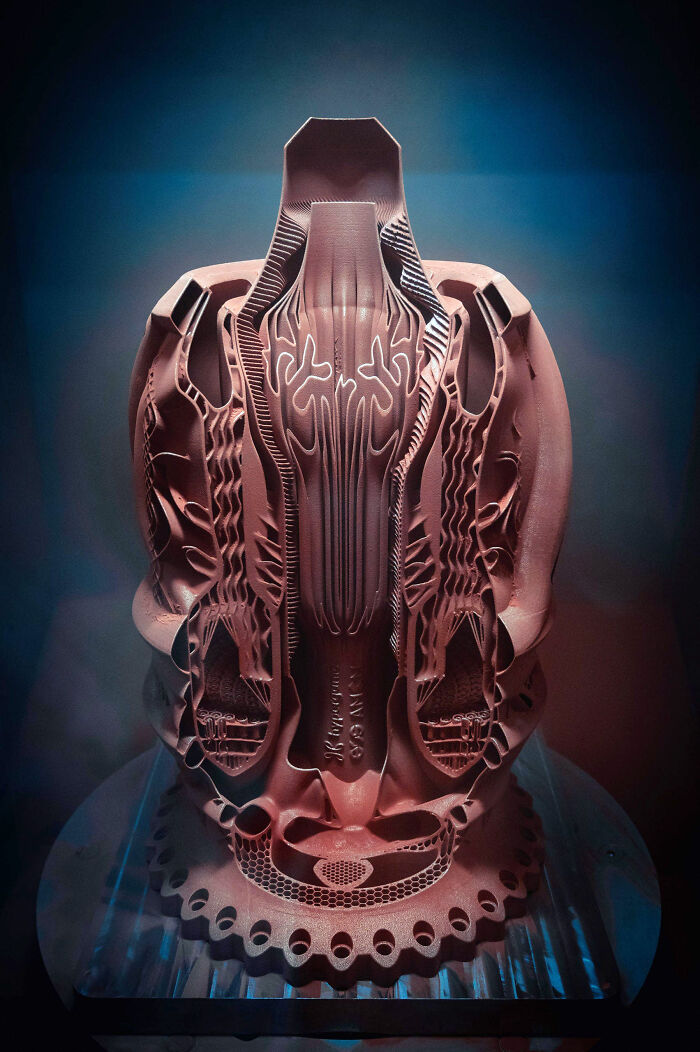 A detailed 3D printed model, showcasing complex internal structures, representing genius technologies that make life easier.