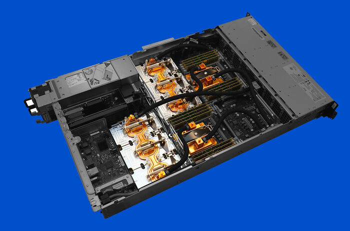 Open server rack revealing sophisticated technologies, designed to make everyday life easier and more efficient.