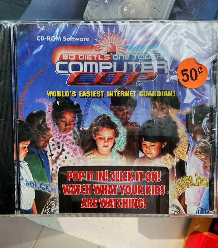 Old CD-ROM software titled Computer Cop, a nostalgic piece of technology making everyday life easier for parents.