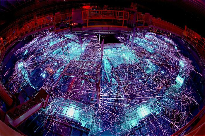 Vast network of glowing purple and blue lights, representing innovative technologies that make everyday life easier.