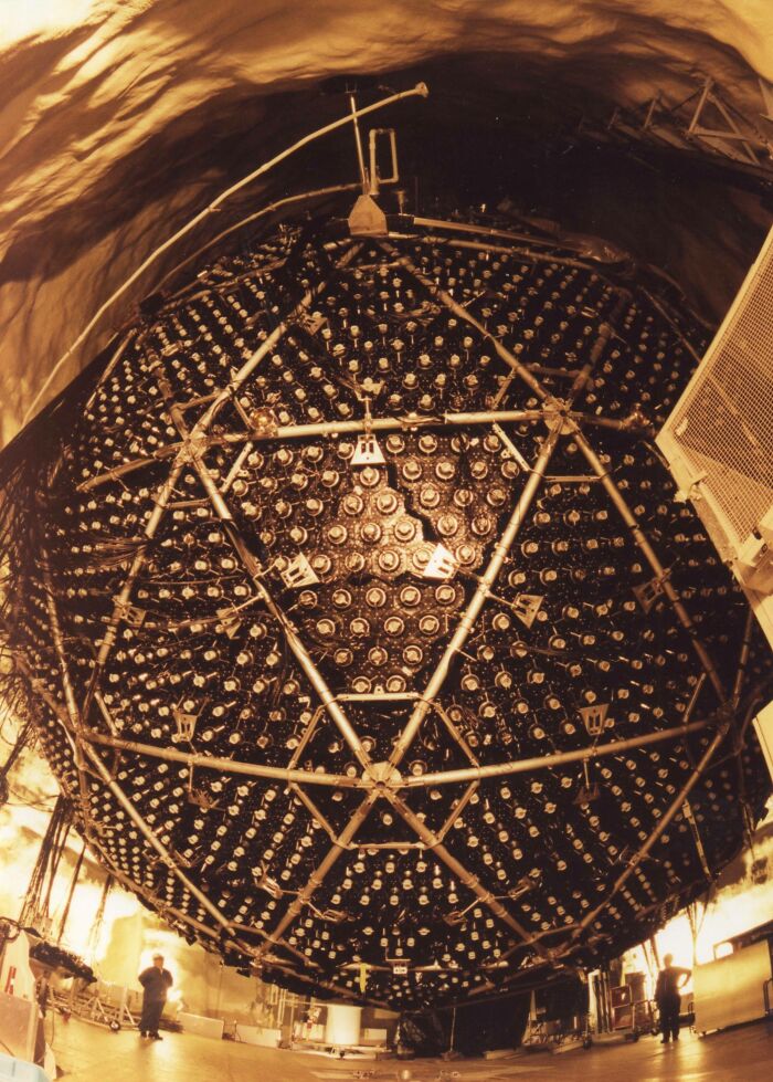 An enormous spherical detector with many sensors, representing advanced technologies that make everyday life easier.