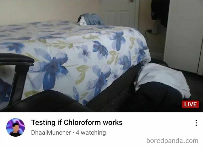 A person testing chloroform, displaying stupidity online.