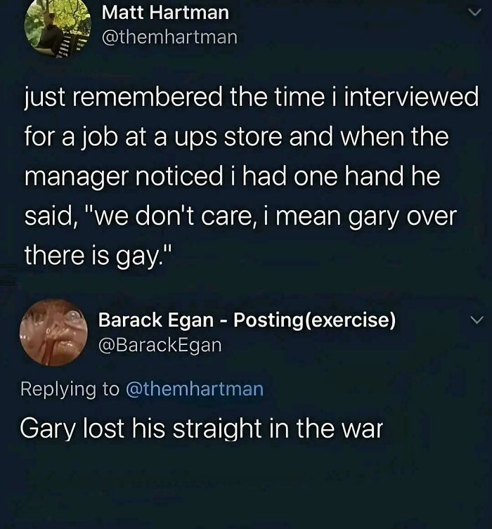 Funny comments about an interview where a manager mentioned a gay coworker.