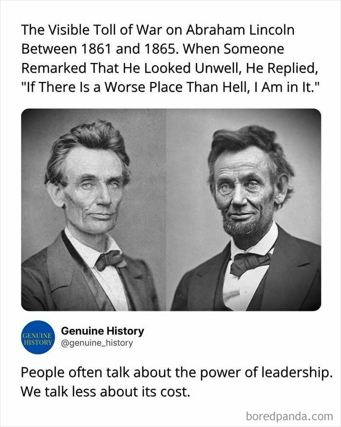 A split image of Abraham Lincoln before and after the Civil War, illustrating fascinating facts about history.