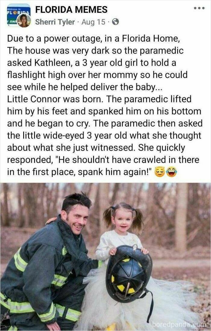 A heartwarming story of a paramedic and a 3-year-old helping deliver a baby, depicting wholesome people having someone's back.