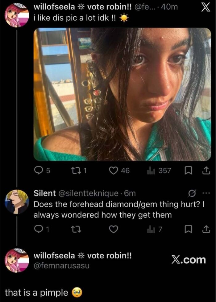 A meme of a person with a pimple on their forehead, providing a quick laugh for those who need it.