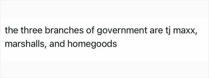 Funny adult post: A humorous text post about government branches, capturing the reality of being an adult.