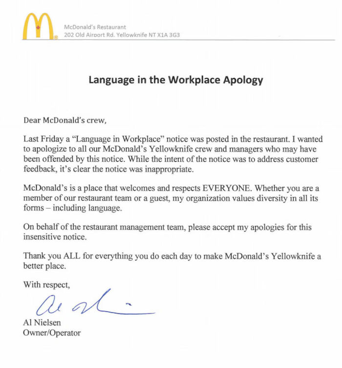 Simple McDonald's Sign Sparks Nationwide Debate About Language And Culture Simple McDonald's Sign Sparks Nationwide Debate About Language And Culture