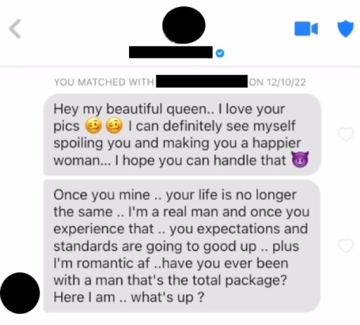 A screenshot of uncomfortable messages from toxic men making women disappointed.