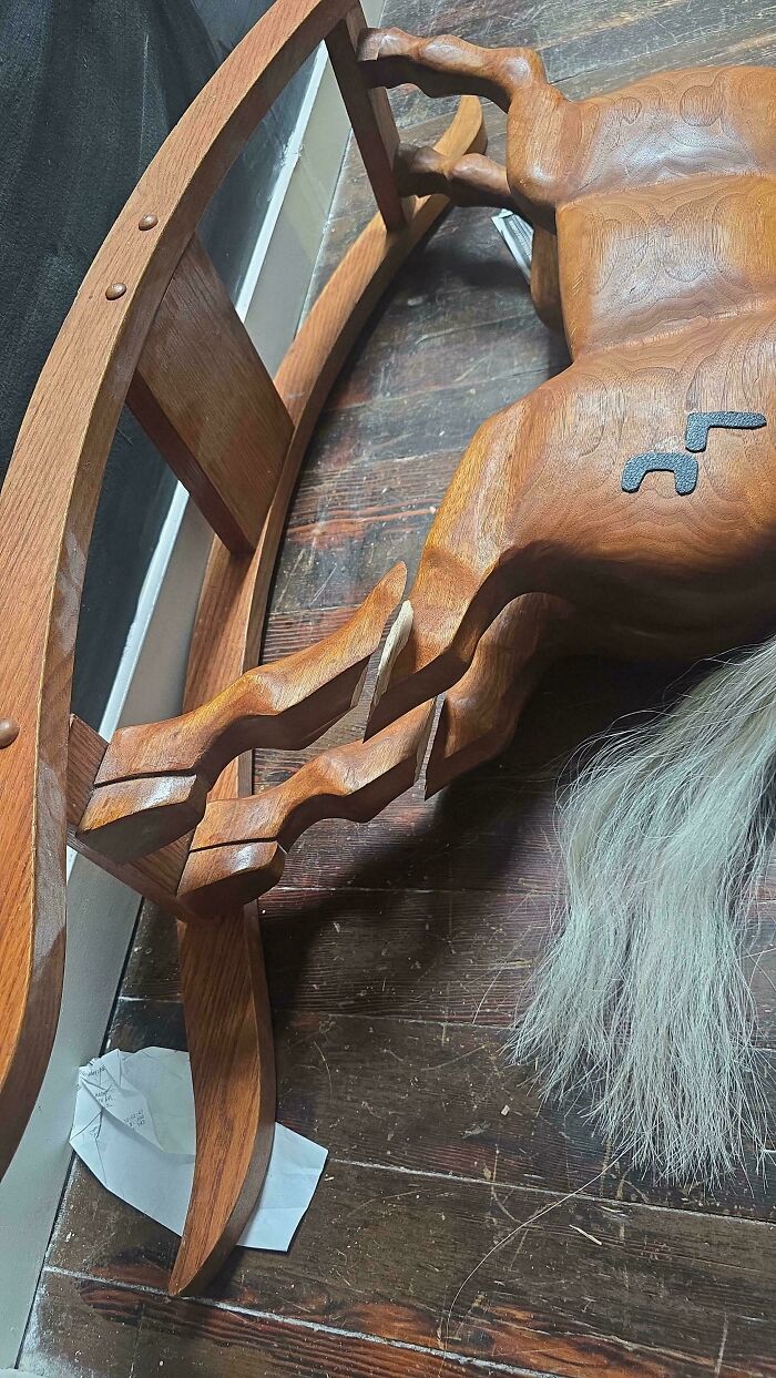 A broken wooden rocking horse needing help fixing things, highlighting common problems people face.