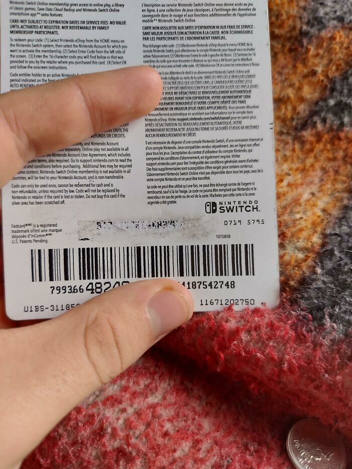 A scratched-off Nintendo Switch eShop code, resulting in a way worse day for the gamer.