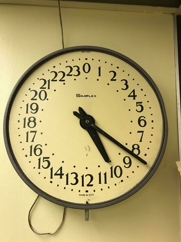 A large wall clock with a 24-hour military time display, making time-telling more enjoyable and brilliantly designed.