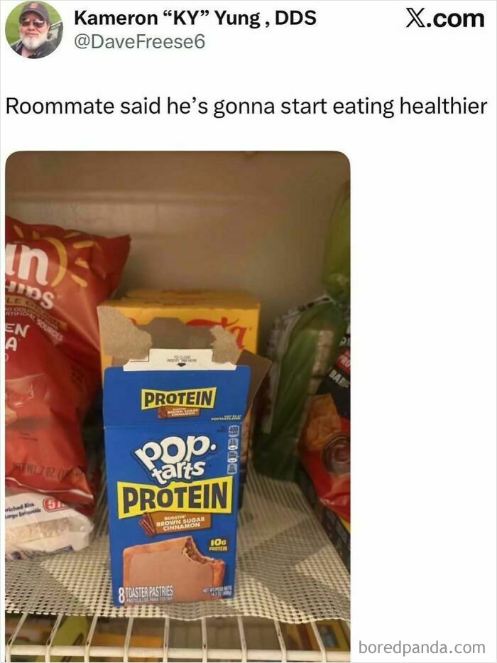 A cringe post showing Pop-Tarts Protein as a healthy choice.