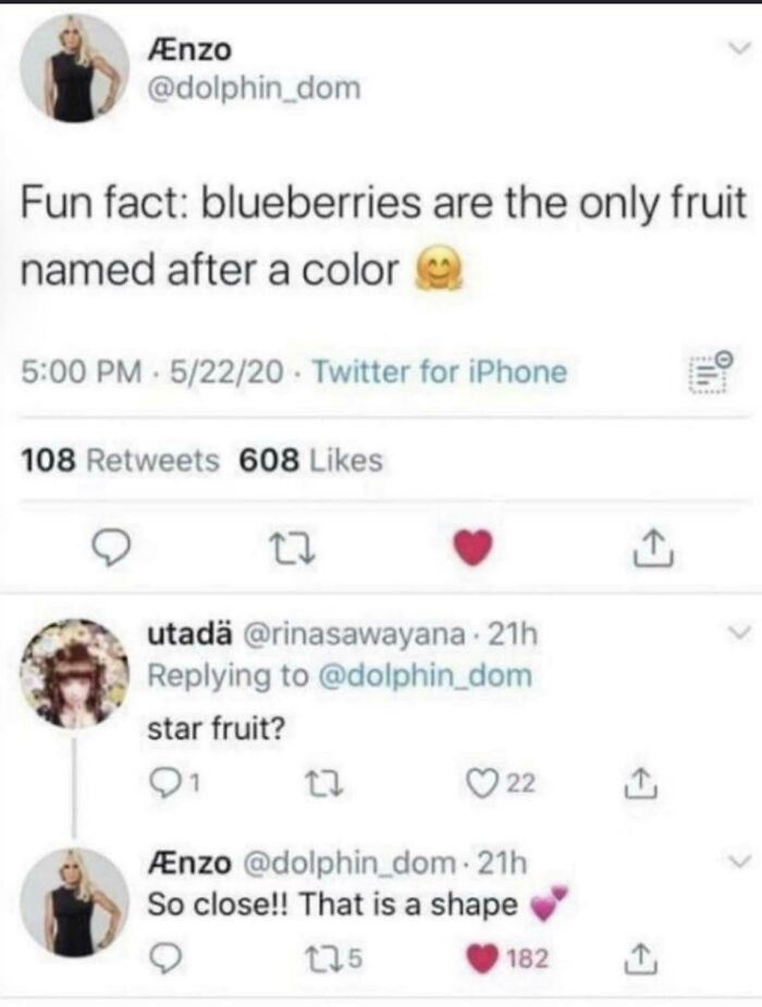 People had the pleasure of correcting someone online about blueberries not being the only fruit named after a color.