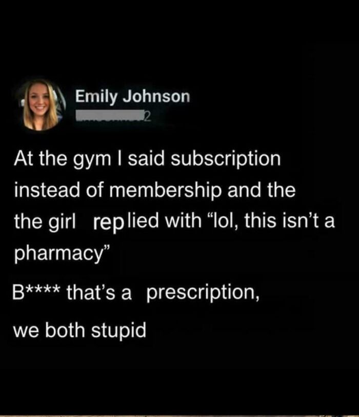 A meme where someone corrects another person online about the difference between a subscription and a prescription.