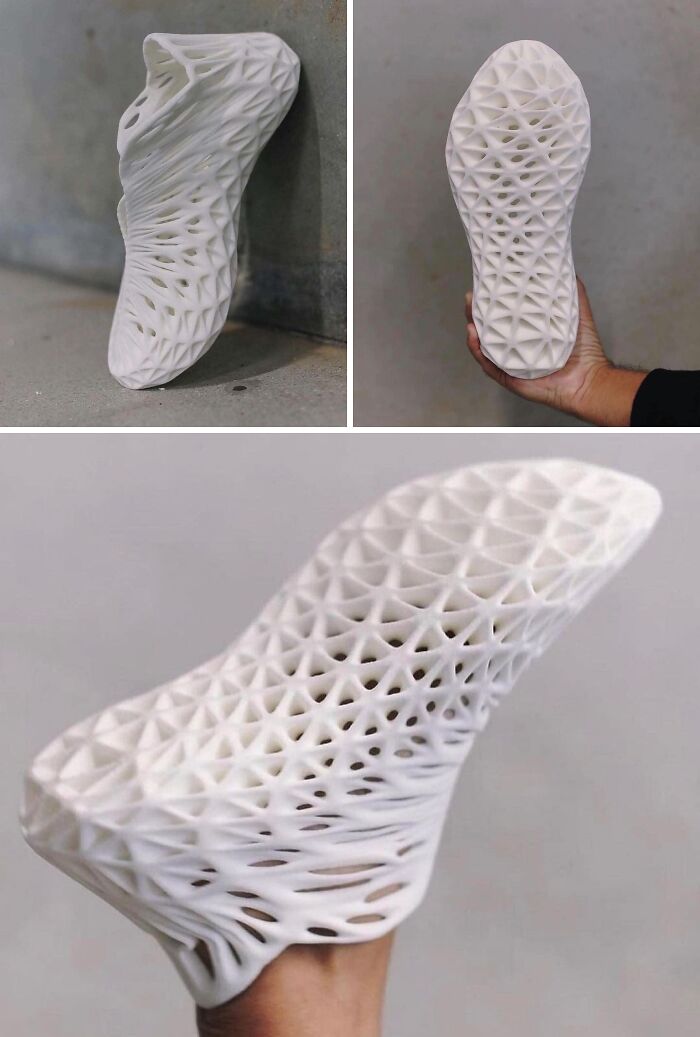 A pair of modern white shoes featuring a brilliant design of intricate geometric patterns.