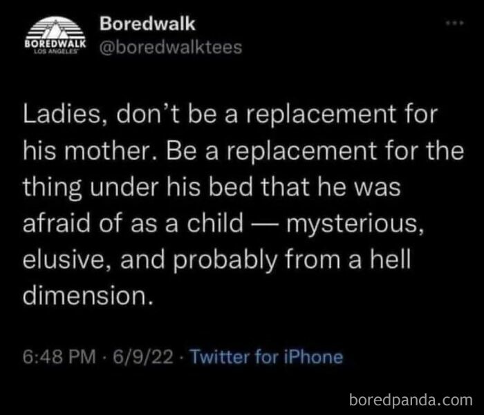 An oddly specific post from Boredwalk about being a replacement for a childhood fear.