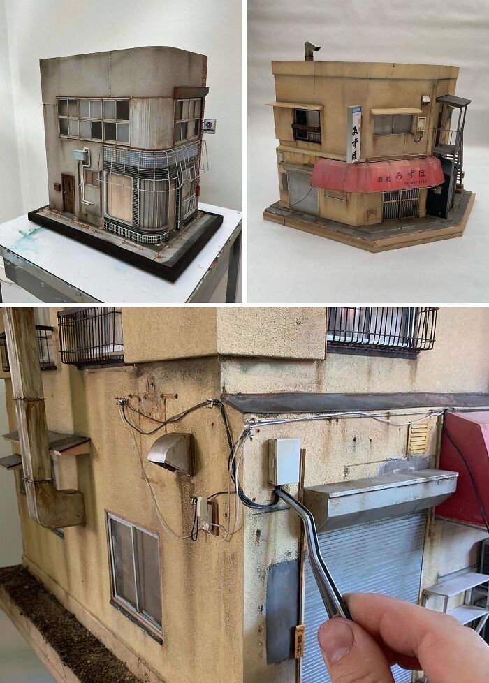 A meticulously detailed miniature building, showcasing brilliant design choices in its realistic depiction of architecture.