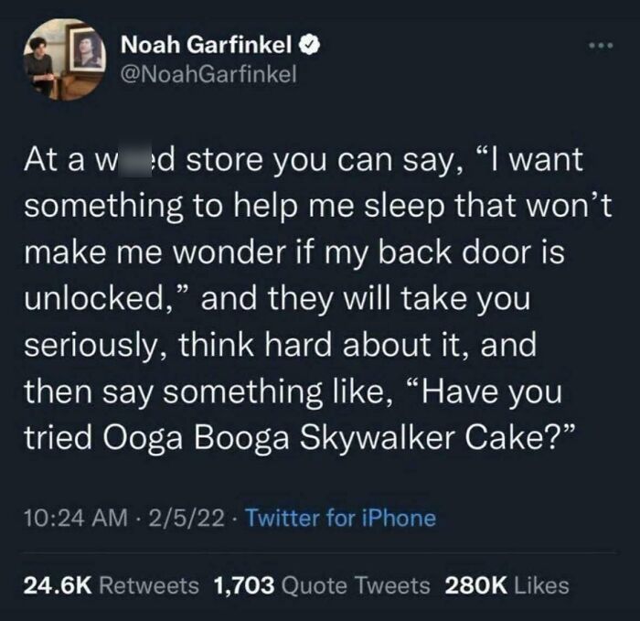 A funny tweet from Noah Garfinkel about asking for sleep help at a store. Examples of people being too specific.