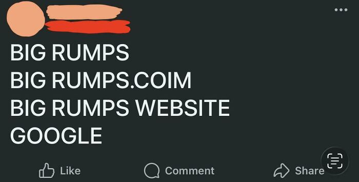 Elderly people humorously making internet searches, like this person typing a website name into Facebook.