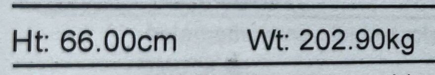 A close-up of a document showing height as 66.00cm and weight as 202.90kg, an amusing thing.