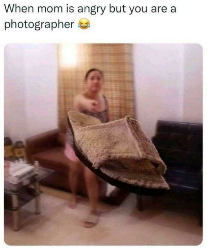 A meme featuring a mother throwing a slipper, captured as if by a photographer, among ancient memes that still crack people up.