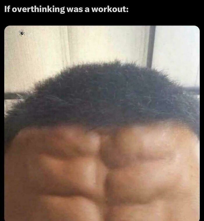 A close-up of a forehead with visible muscle definition, like an abdominal six-pack. One of the ancient memes.