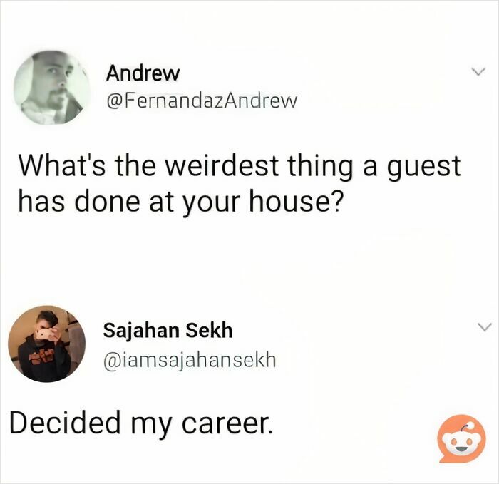 A meme showing a tweet asking what is the weirdest thing a guest has done, with an answer that requires to explain the joke.