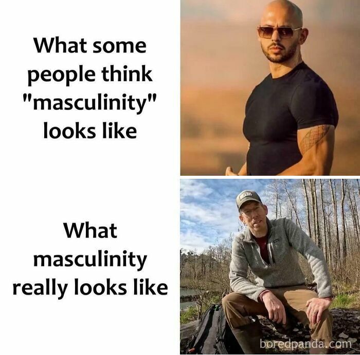 A meme comparing two men, illustrating different perceptions of masculinity and needing to explain the joke.