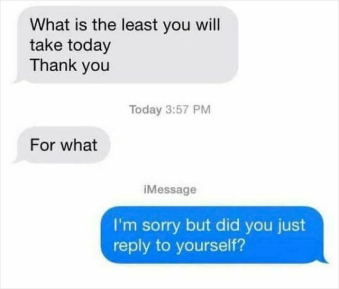 Elderly people engaging in a confusing text conversation where one person replies to themselves, demonstrating unsupervised access to the internet.