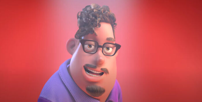 A 3D animated character with glasses and a goatee, representing commercials people can't stand.