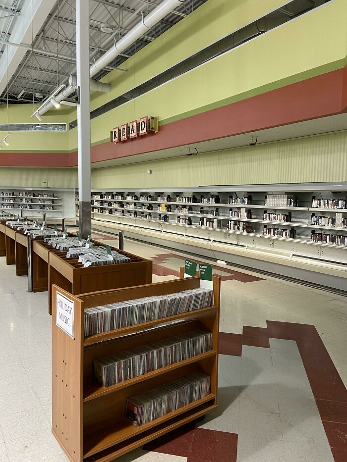 A surprisingly simple and genius idea for a store with a large selection of music and books, including a holiday music section.