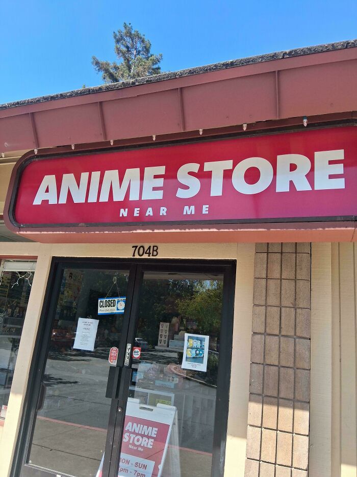 An Anime Store sign with NEAR ME text, a simple business idea solving an everyday problem for customers.