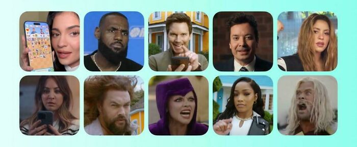 A grid of 10 famous faces from various commercials people can't stand. Includes Kylie Jenner, LeBron James, Benedict Cumberbatch, Jimmy Fallon, Shakira, and Jason Momoa.