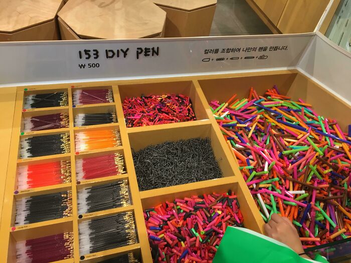 A DIY pen station with various parts for custom pens, a clever and simple business idea for personalization.