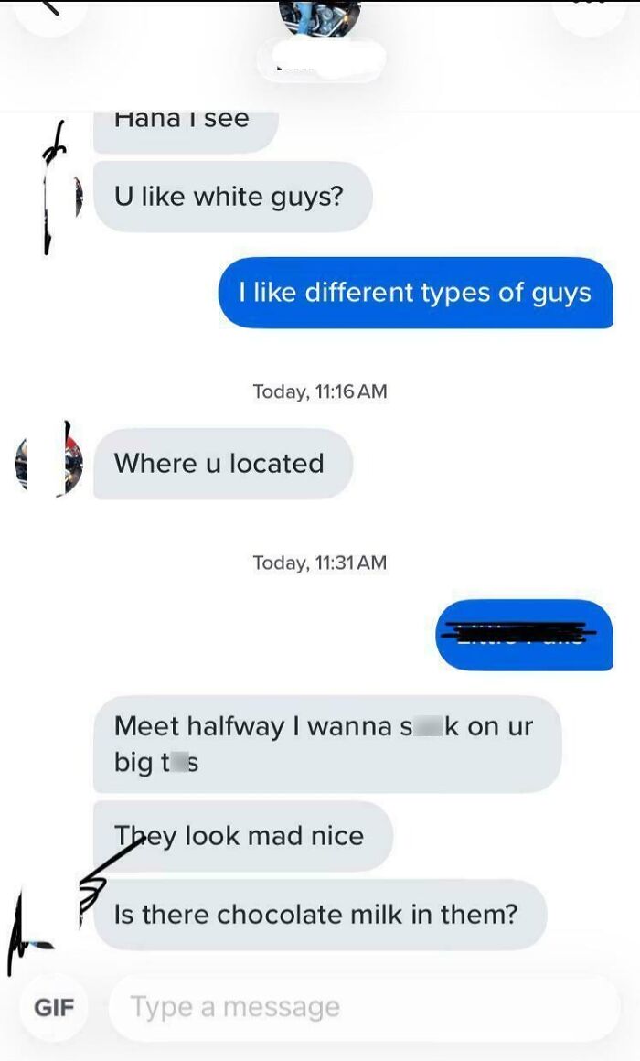 A screenshot showing more bad dating texts with s******y explicit remarks, making one want to stay single.