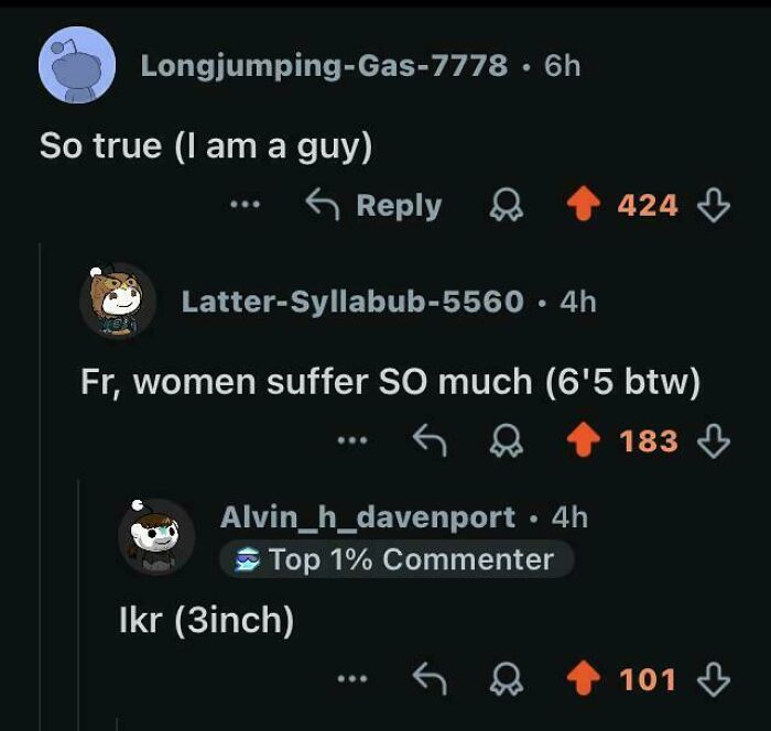 Reddit comments showing unhinged things people shared, including personal details.