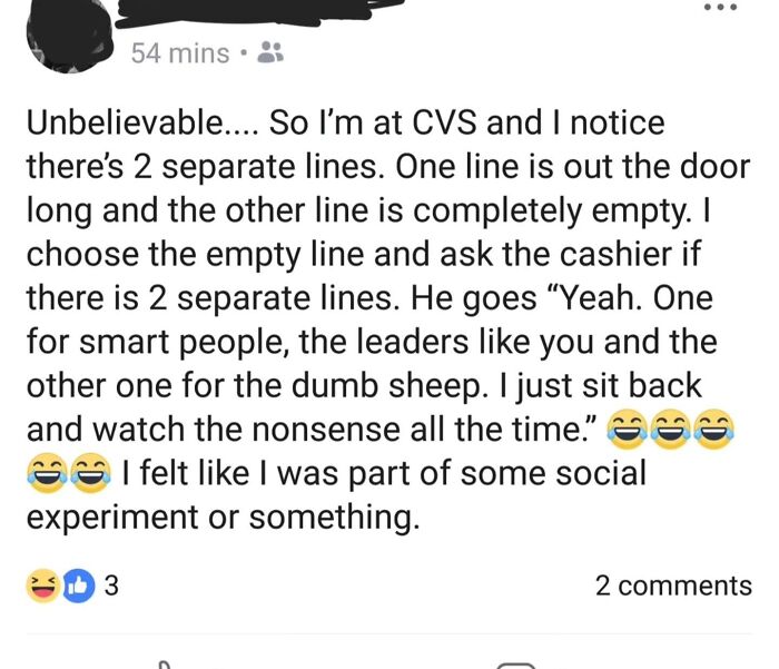 A hilariously embarrassing screenshot of a CVS customer getting busted for lying about two separate lines.