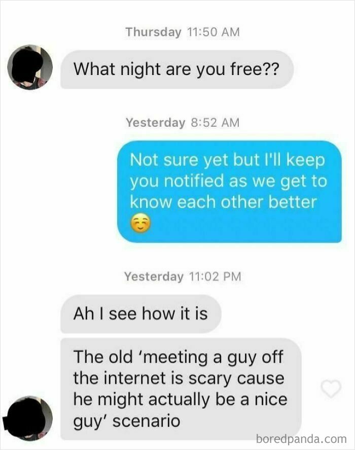 A text conversation showing how toxic men make women uncomfortable and disappointed.