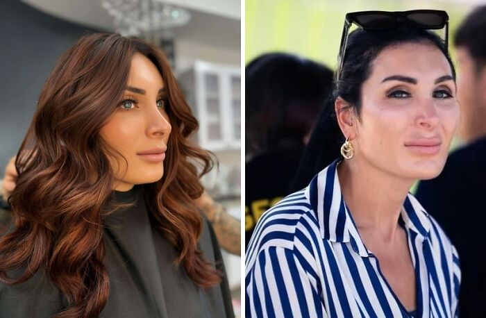 People who didn't even try to look natural on social media, woman with long brown hair and a woman with dark hair tied back.