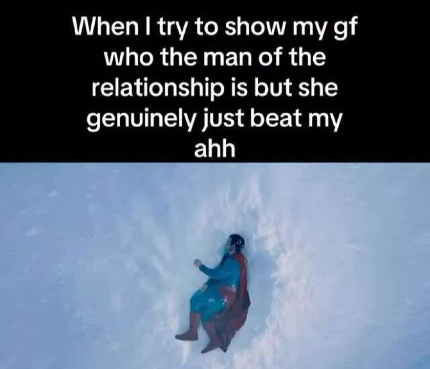 A funny screenshot featuring Superman lying defeated in snow, representing a weird internet moment.