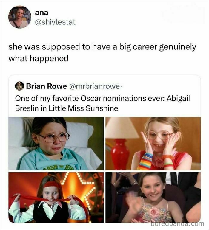 Abigail Breslin in various scenes from Little Miss Sunshine, a popular movie and media post.