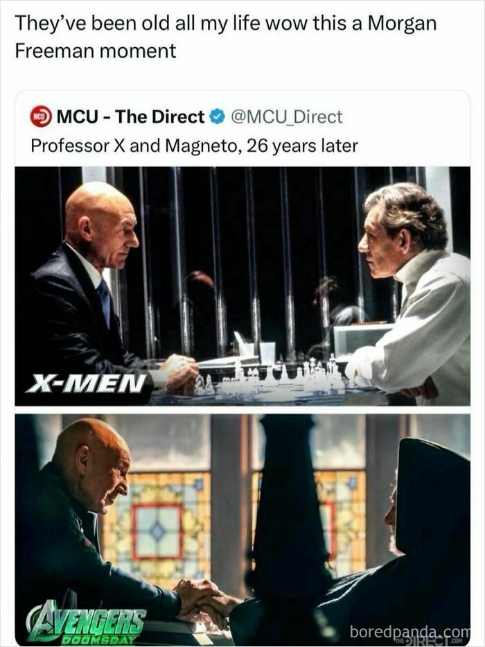 Professor X and Magneto from X-Men and Avengers, iconic characters in TV and Movies media.