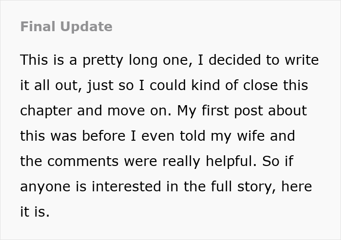 Final update text from a person who discovered a brain tumor, sharing their full story.